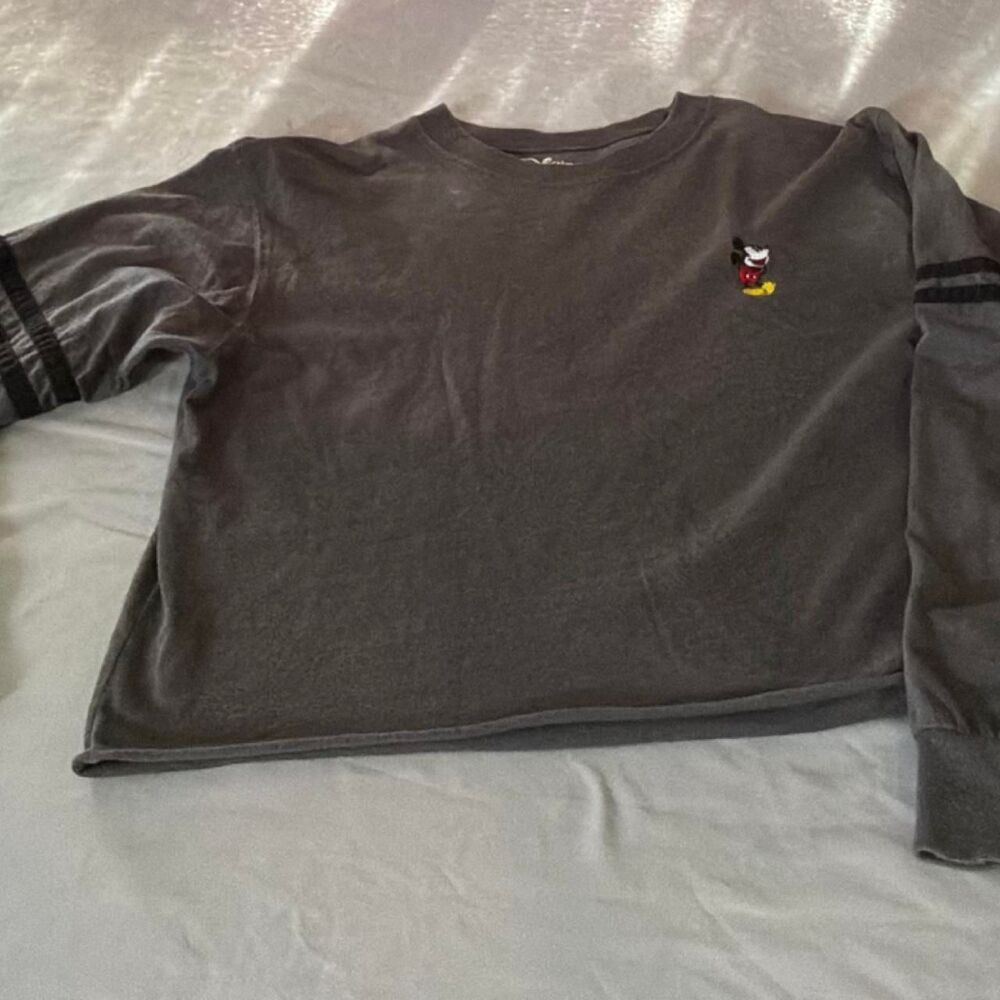 Disney Women's Grey and Black Crop-top